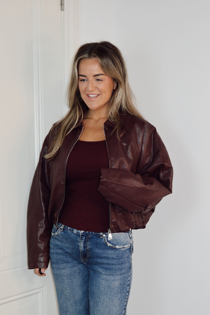 PU Bomber Lilly Burgundy