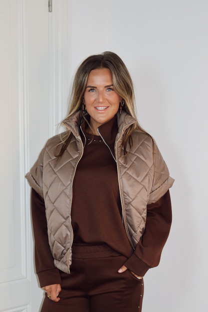 Bodywarmer stiksels Shy Taupe