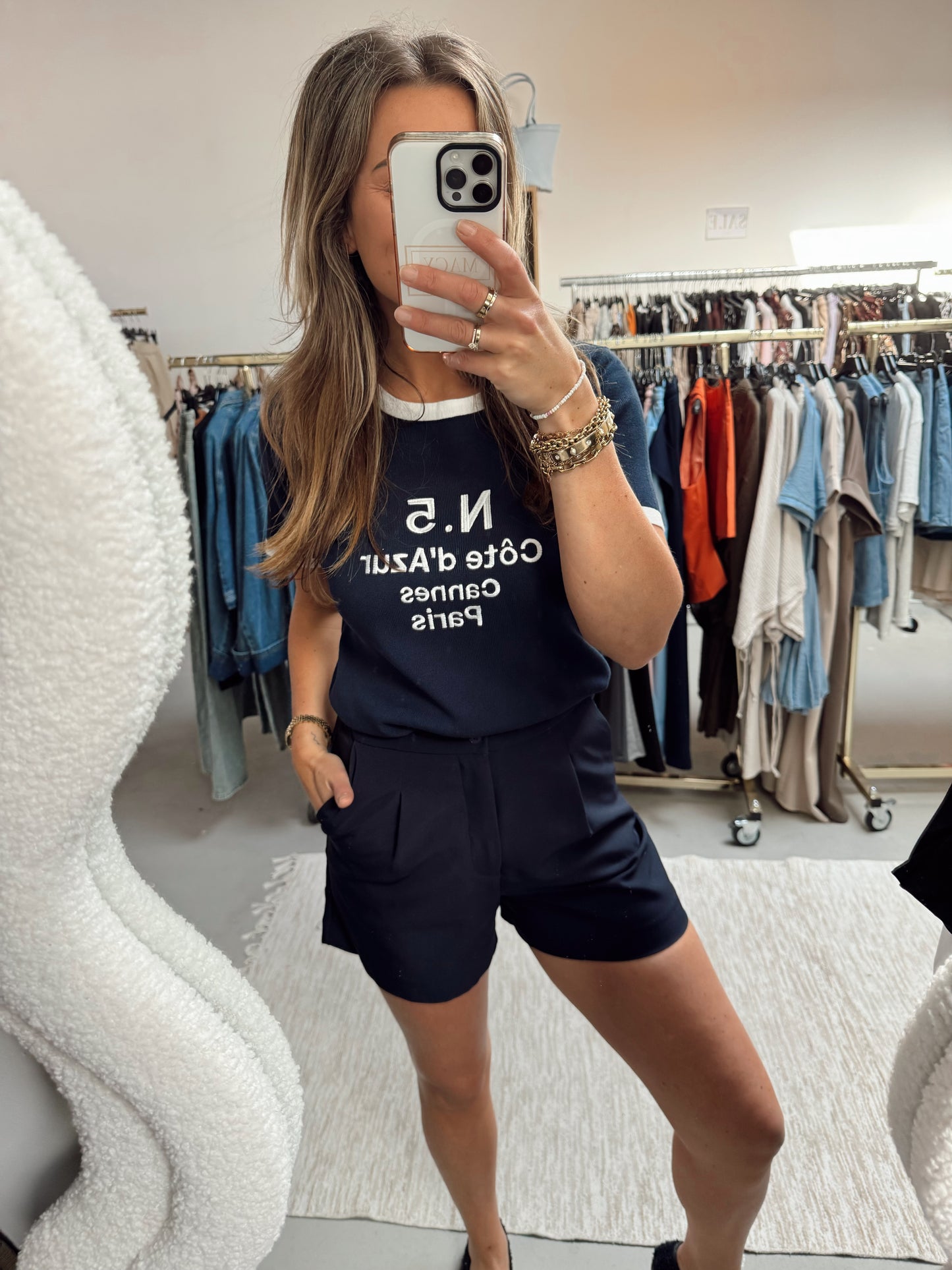 T-shirt Cote D'Azur Navy/Wit