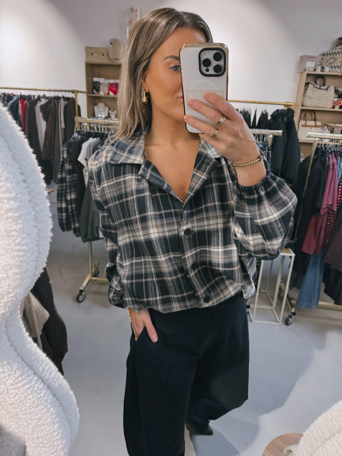 Jasje Vienna knopen ruit Navy