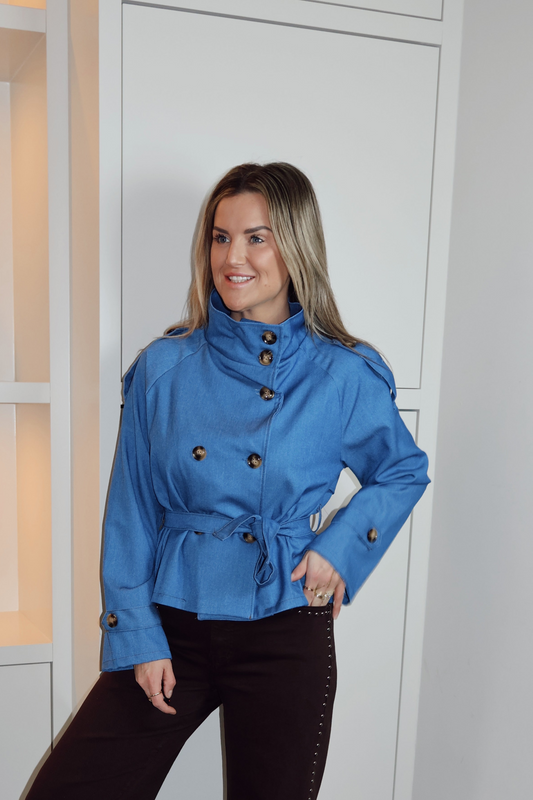Trenchcoat kort Fieke Jeansblauw
