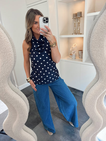 Top stippen Koko Blauw/wit