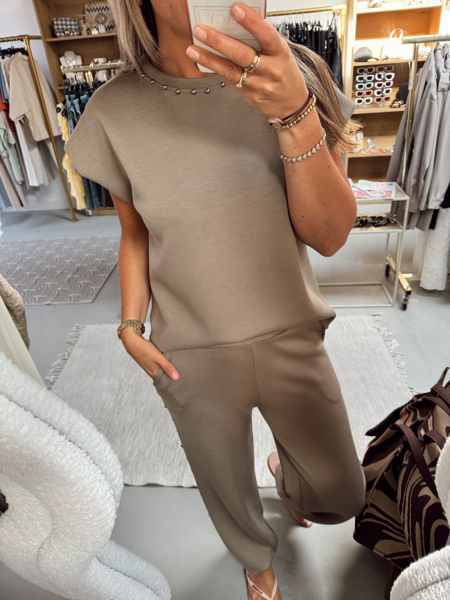 Pants studs Lexy Taupe