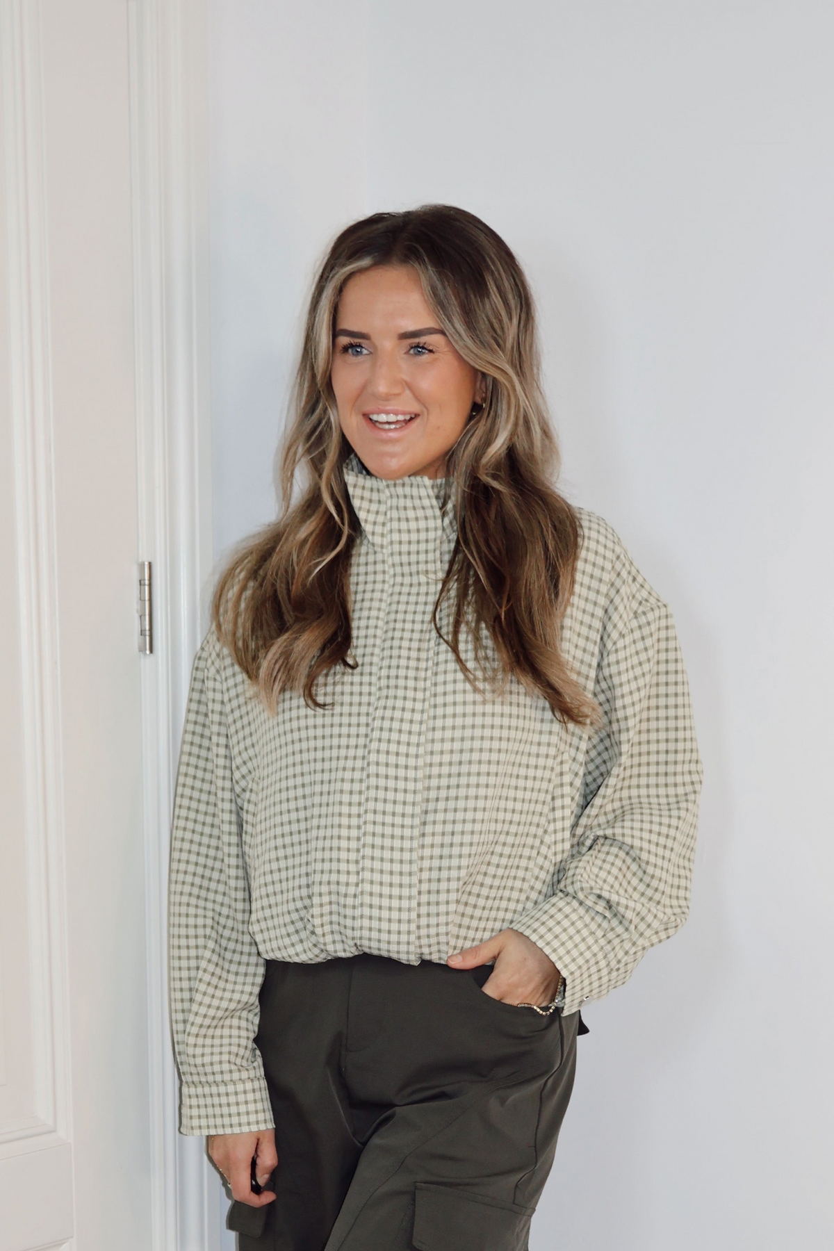 Ambika Bomber blouse Elsie Groen ruit
