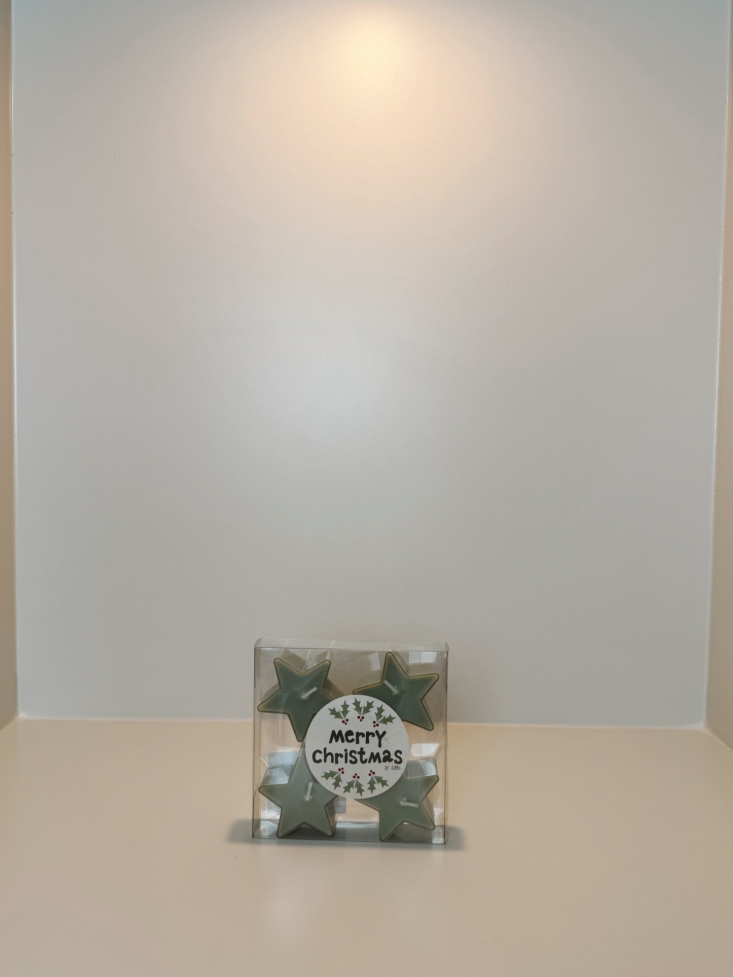 Merry Christmas Tea Green ster kaarsen