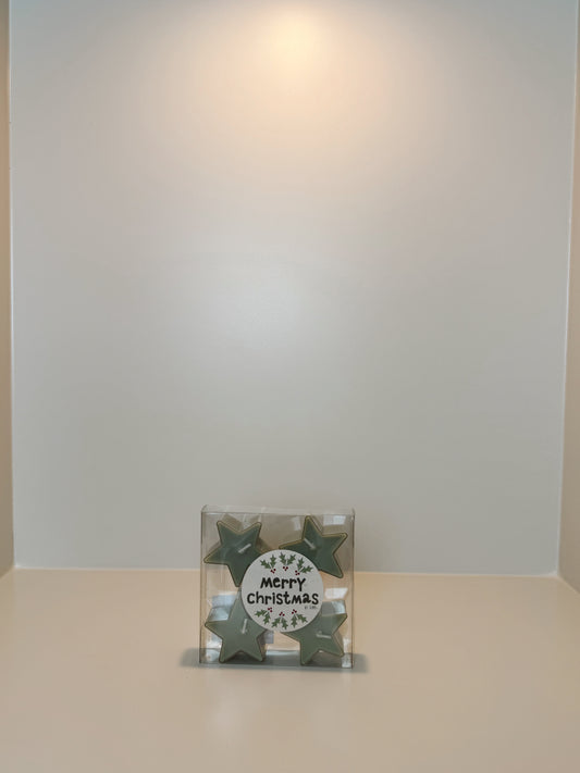 Merry Christmas Tea Green ster kaarsen