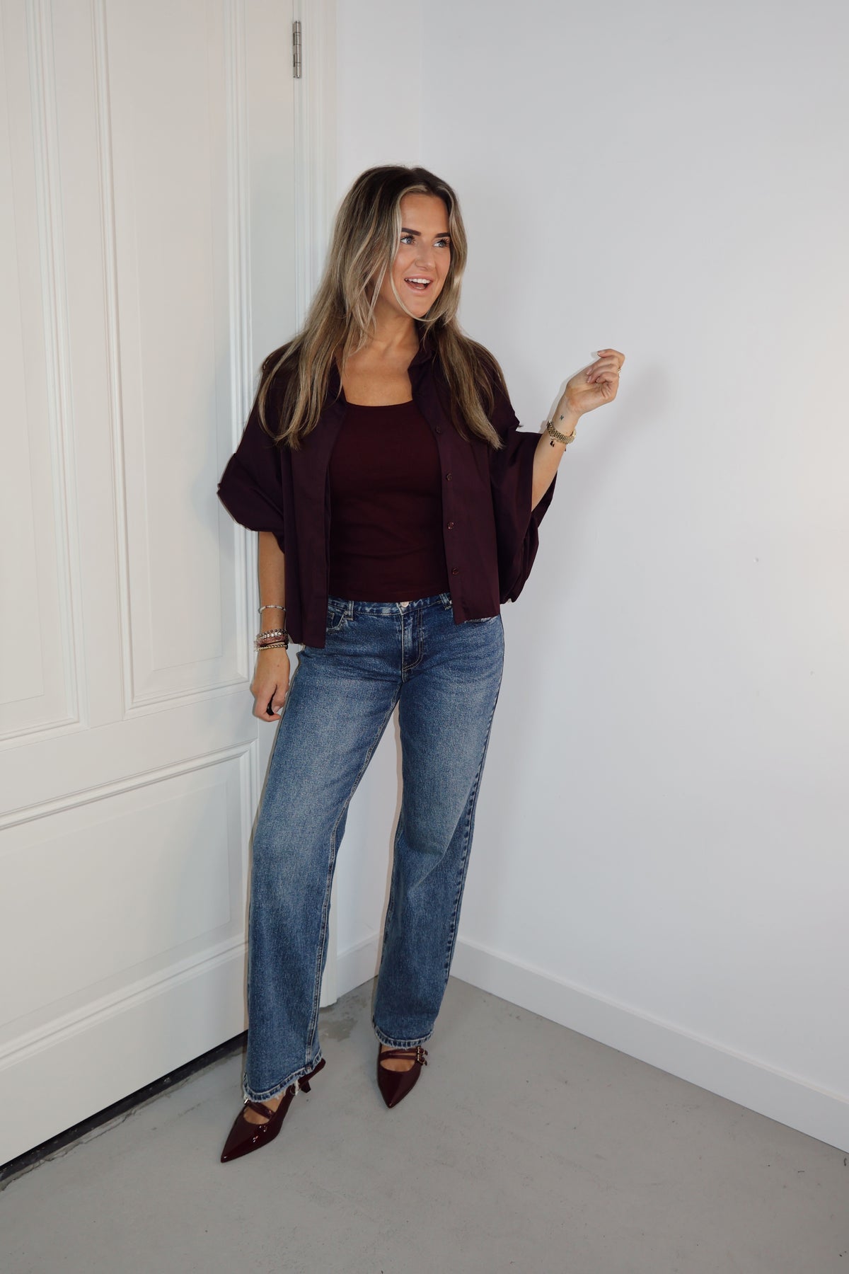 Blouse pofmouw Kim Burgundy