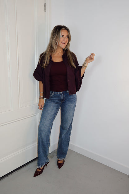 Blouse pofmouw Kim Burgundy
