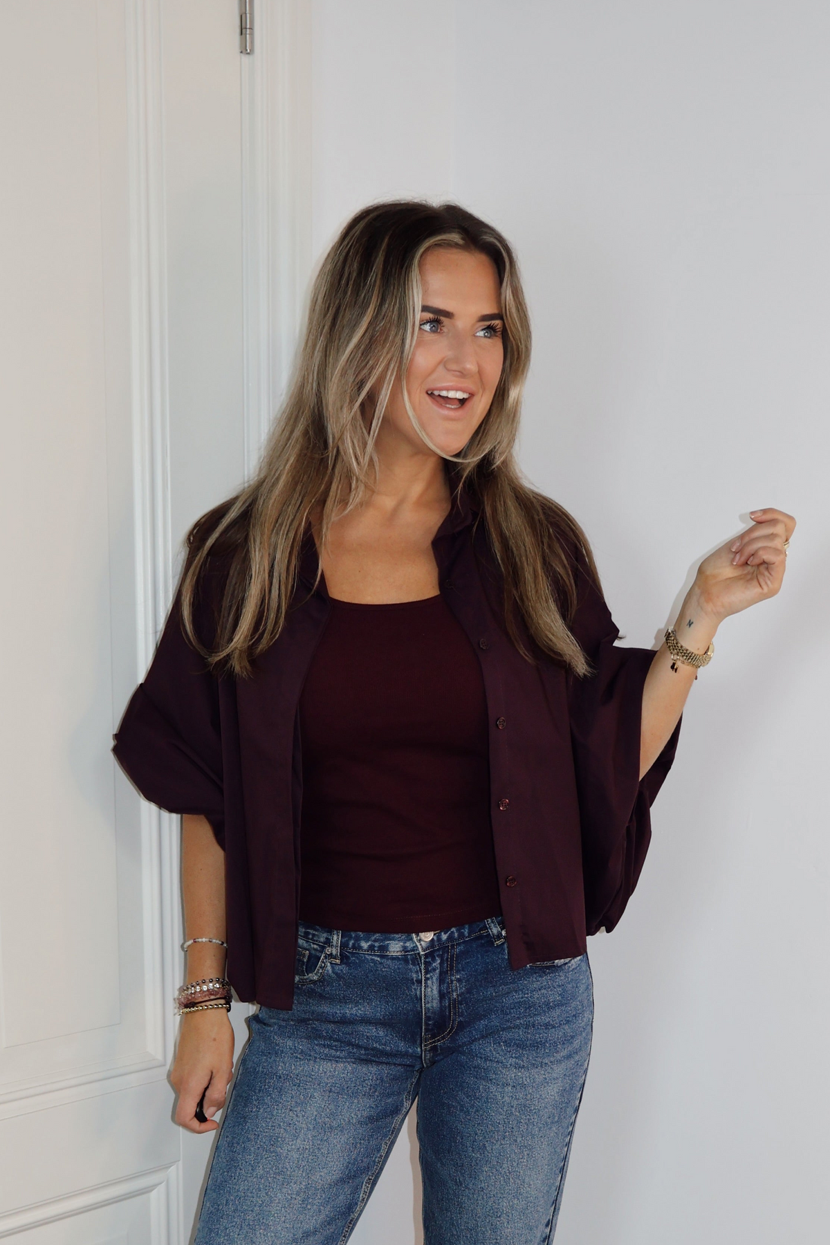Blouse pofmouw Kim Burgundy