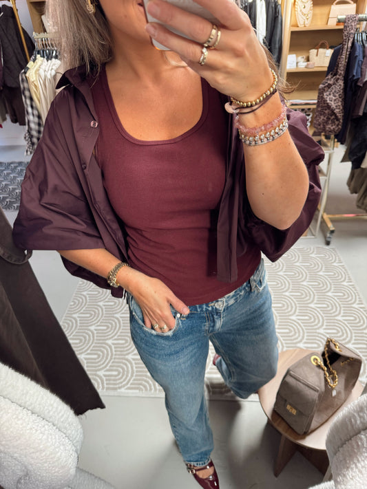Blouse pofmouw Kim Burgundy