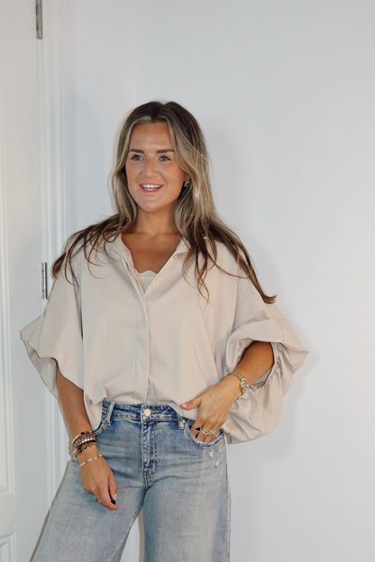 Blouse pofmouw Kim Beige