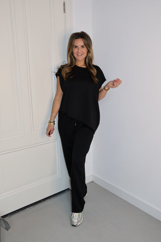 Dreamy joggingset 2-pieces Schuin Zwart