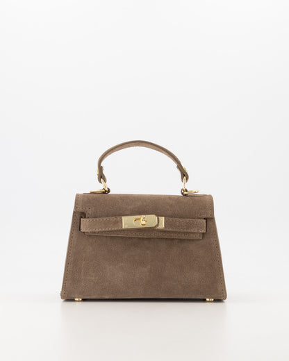 100% leren Crossbody tas Grace Suede Taupe