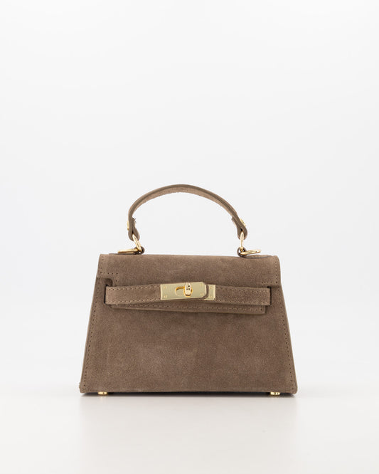 100% leren Crossbody tas Grace Suede Taupe
