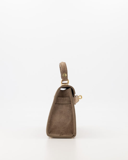100% leren Crossbody tas Grace Suede Taupe