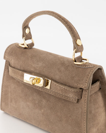 100% leren Crossbody tas Grace Suede Taupe