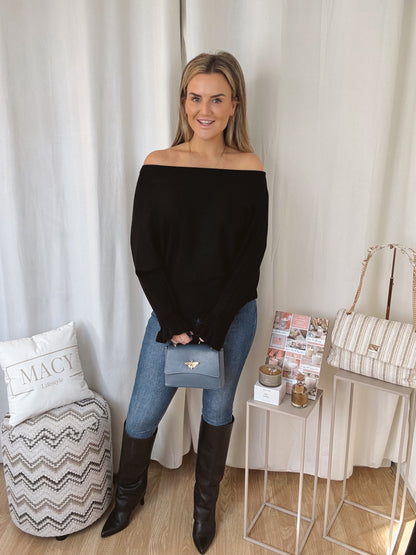 Vlinder Ruffle Top Zwart