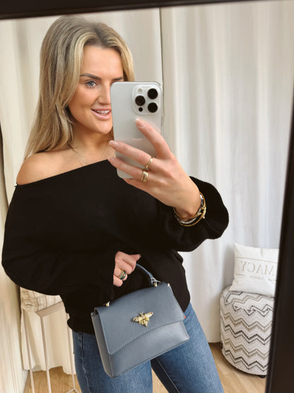 Vlinder Ruffle Top Zwart