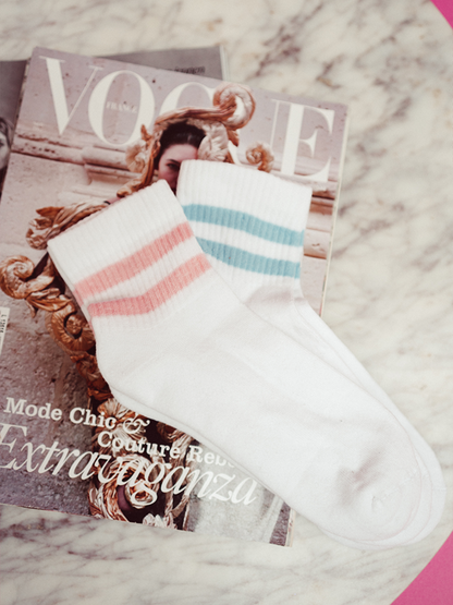 Socks Stripes Light Blue Sportive