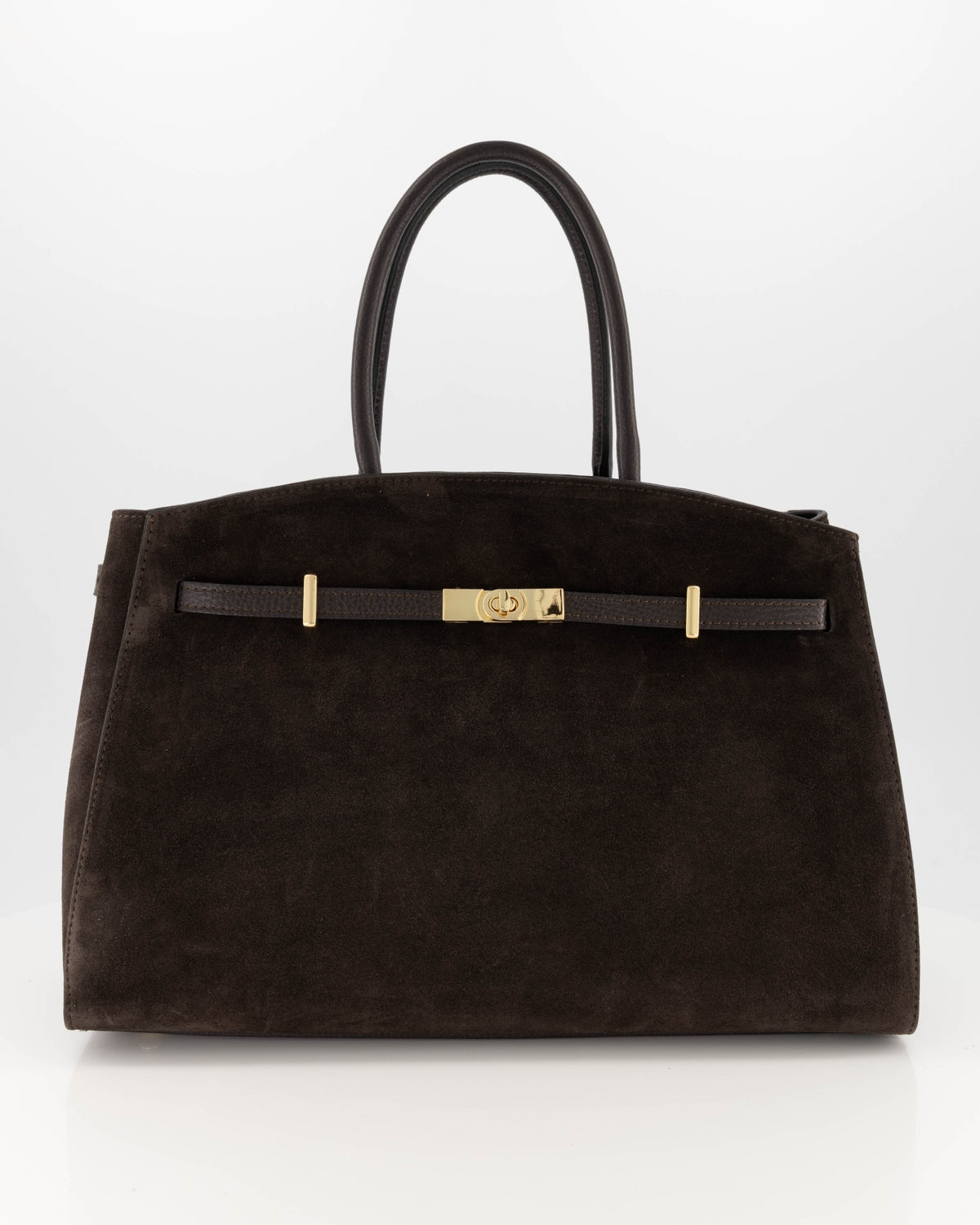 100% Suede Schouder tas Braga Donkerbruin