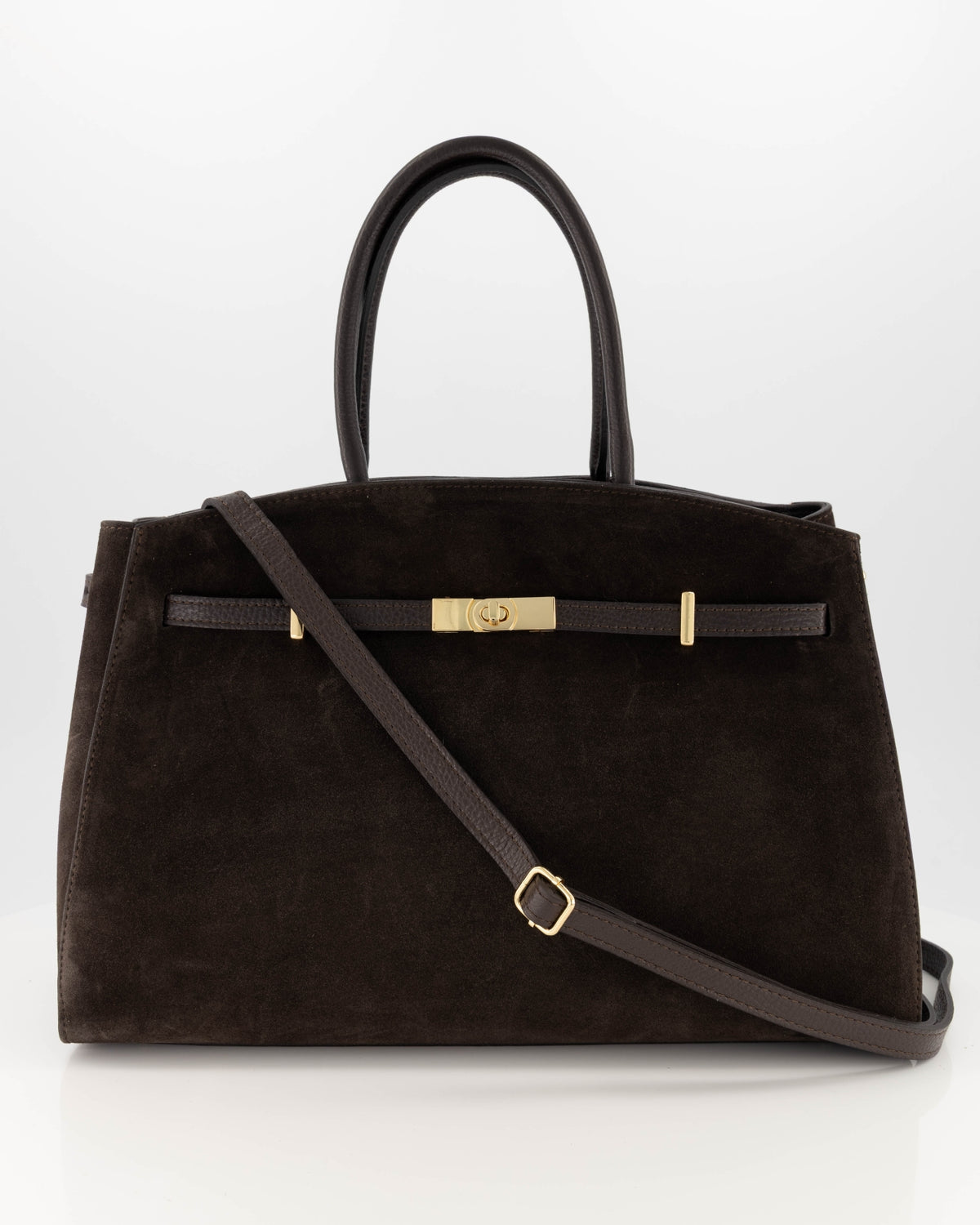 100% Suede Schouder tas Braga Donkerbruin