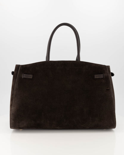 100% Suede Schouder tas Braga Donkerbruin