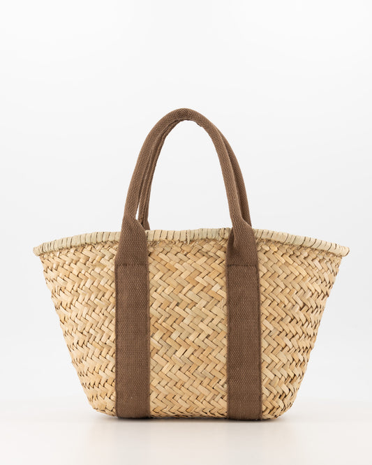 Handgevlochten Zafira shopper klein Bruin