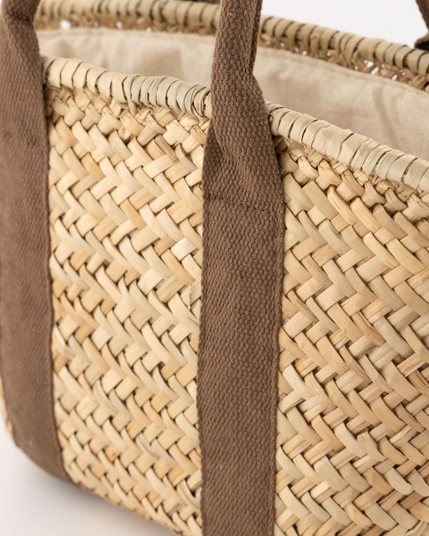 Handgevlochten Zafira shopper klein Bruin