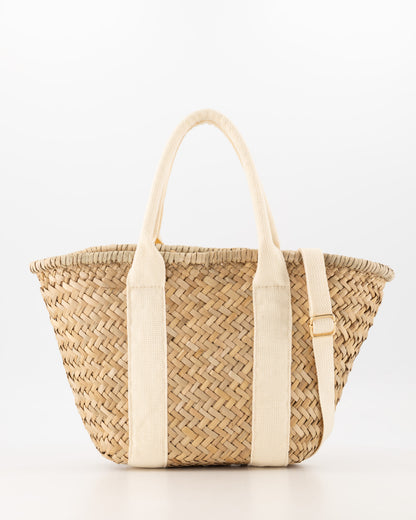 Handgevlochten Zafira shopper klein Beige