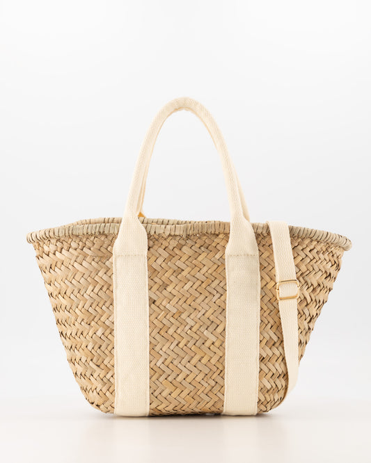 Handgevlochten Zafira shopper klein Beige