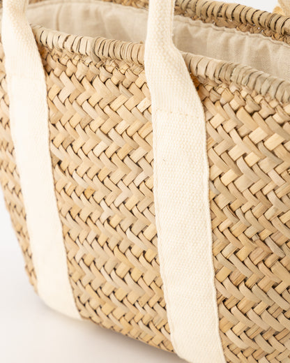 Handgevlochten Zafira shopper klein Beige