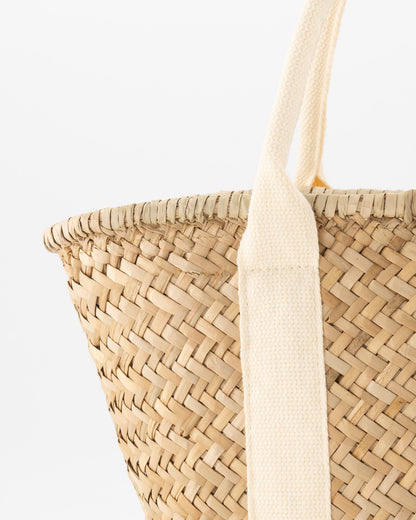 Handgevlochten Zafira shopper klein Beige