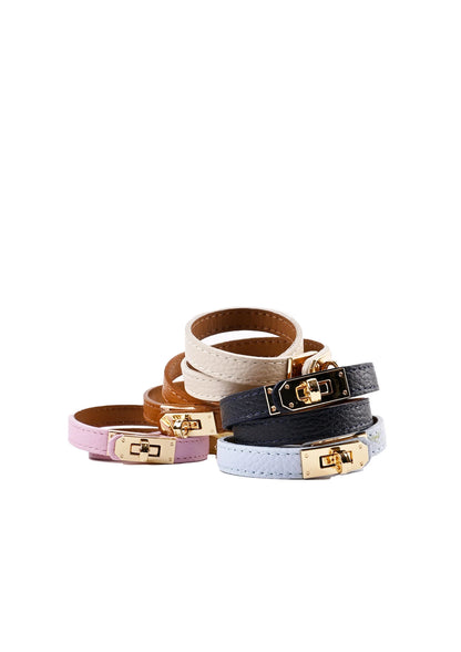 Lederen armband Claire Taupe