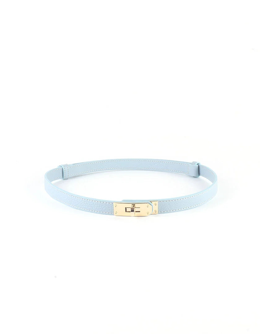 100% leren riem Claire licht blauw