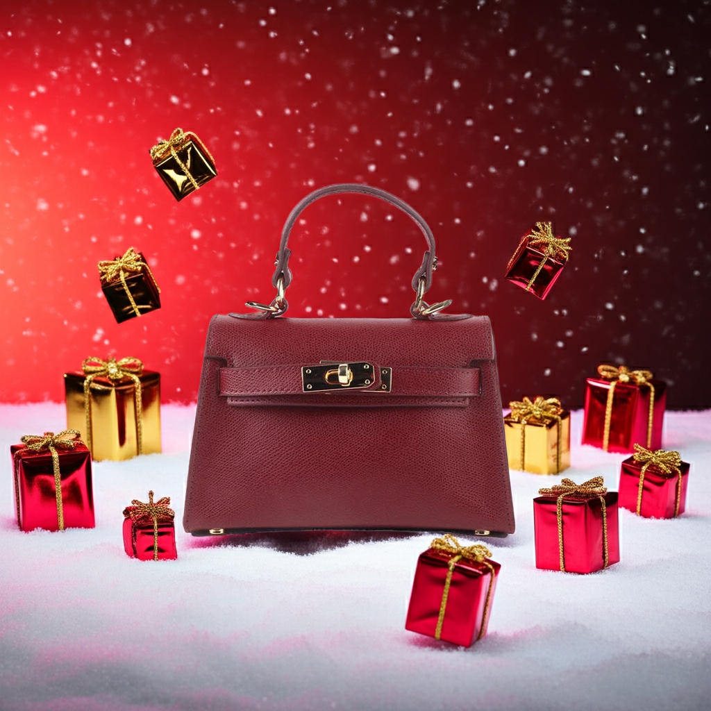 100% Lederen handtas Paris Burgundy