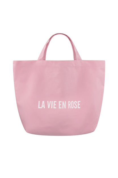 Canvas shopper La vie en rose groot roze